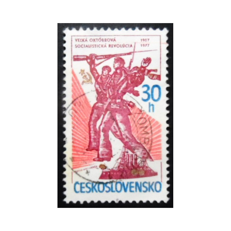 Selo postal da Tchecoslováquia de 1977 Russian October Revolution