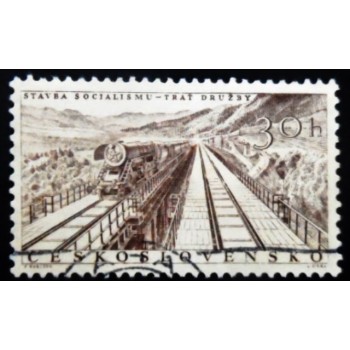 Selo postal da Tchecoslováquia de 1945 Růžinský Viaduct