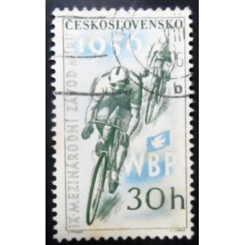 Selo postal da Tchecoslováquia de 1956 Cyclists U