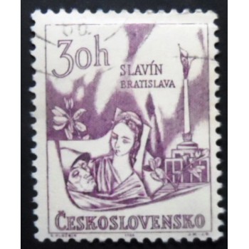 Selo postal da Tchecoslováquia de 1966 Bratislava Pantheon Slavín