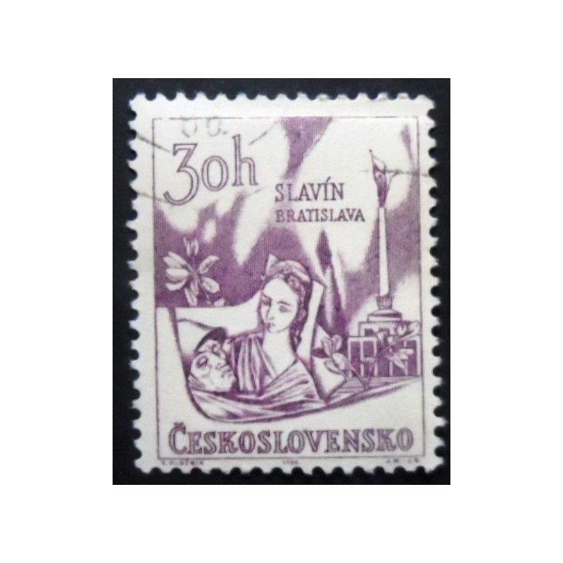 Selo postal da Tchecoslováquia de 1966 Bratislava Pantheon Slavín