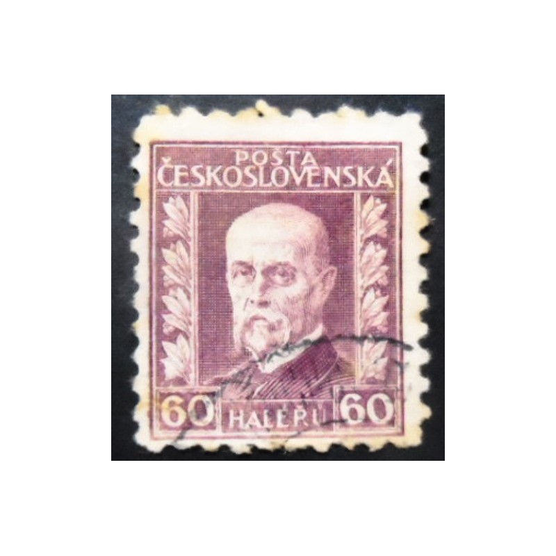 Imagem similar à do selo postal da Tchecoslováquia de 1925 Tomáš Garrigue Masaryk 60