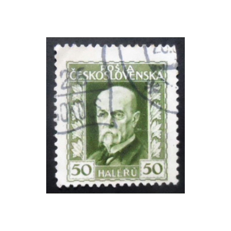 Imagem similar à do selo postal da Tchecoslováquia de 1925 Tomáš Garrigue Masaryk 50