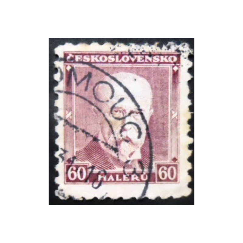 Imagem similar à do selo postal da Tchecoslováquia de 1930 Tomáš Garrigue Masaryk 60