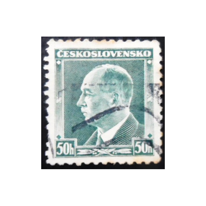 Imagem similar à do selo postal da Tchecoslováquia de 1936 Dr Edvard Beneš 50