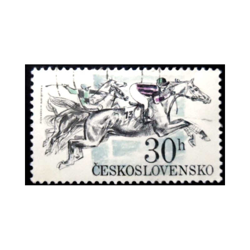 Selo postal da Tchecoslováquia de 1978 Racing Horses