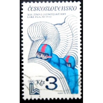 Selo postal da Tchecoslováquia de 1980 Four-man Bobsled