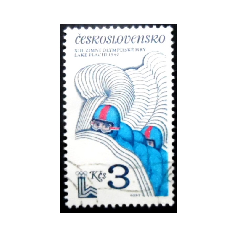 Selo postal da Tchecoslováquia de 1980 Four-man Bobsled