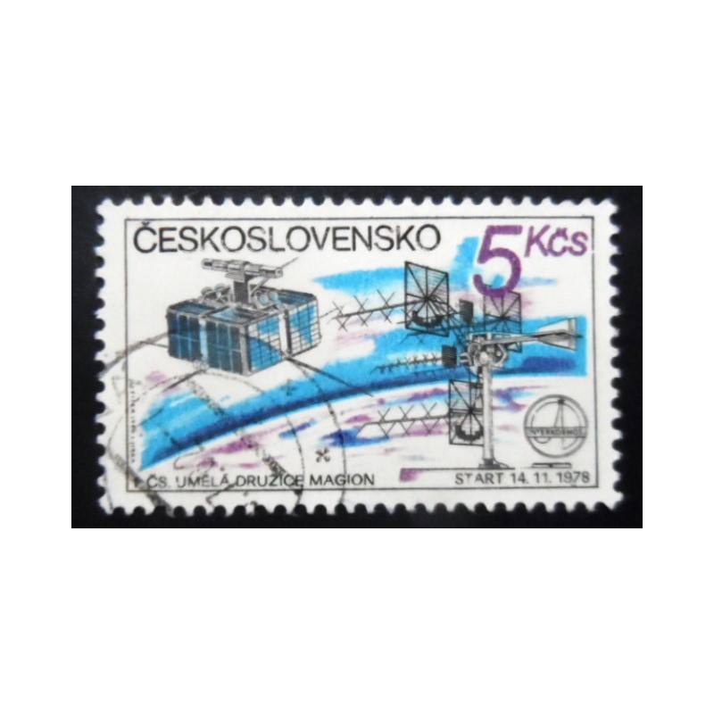 Selo postal da Tchecoslováquia de 1980 Czech Satellite Station MAGION