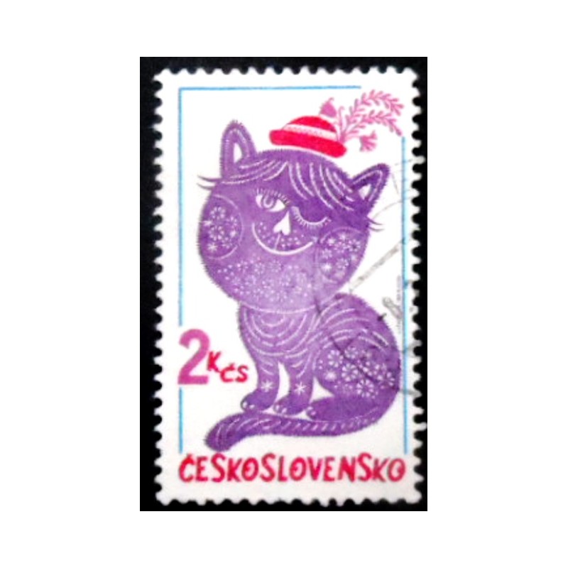 Selo postal da Tchecoslováquia de 1980 Dandy Cat with Posy U