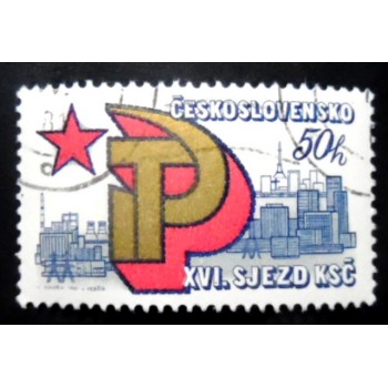 Selo postal da Tchecoslováquia de 1981 Hammer and Sickle