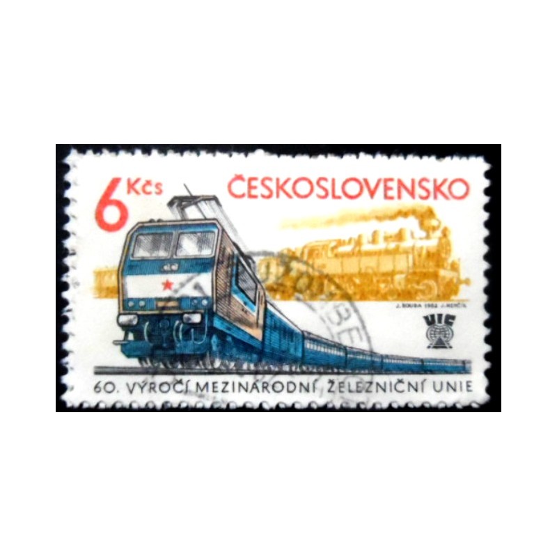 Selo postal da Tchecoslováquia de 1982 International Railways Union