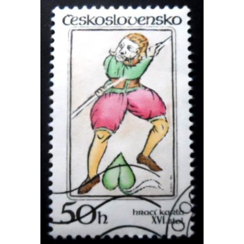 Selo postal da Tchecoslováquia de 1984 Jack of Spades