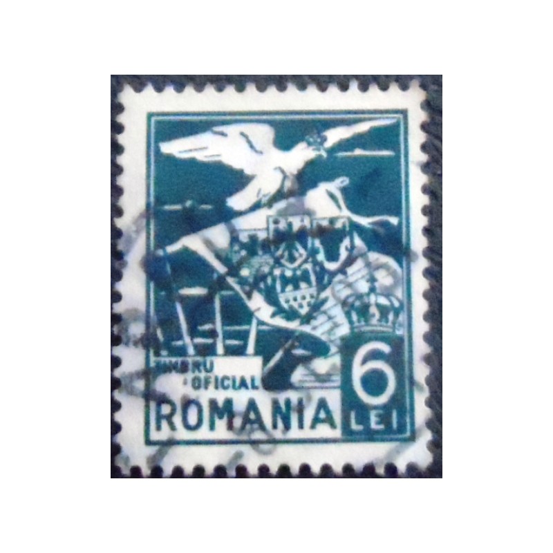 Imagem do Selo postal da Romênia de 1929 Eagle Carrying Coats of Arms 6