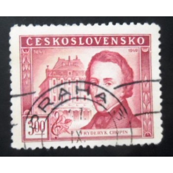 Selo postal da Tchecoslováquia de 1949 Fryderyk Chopin