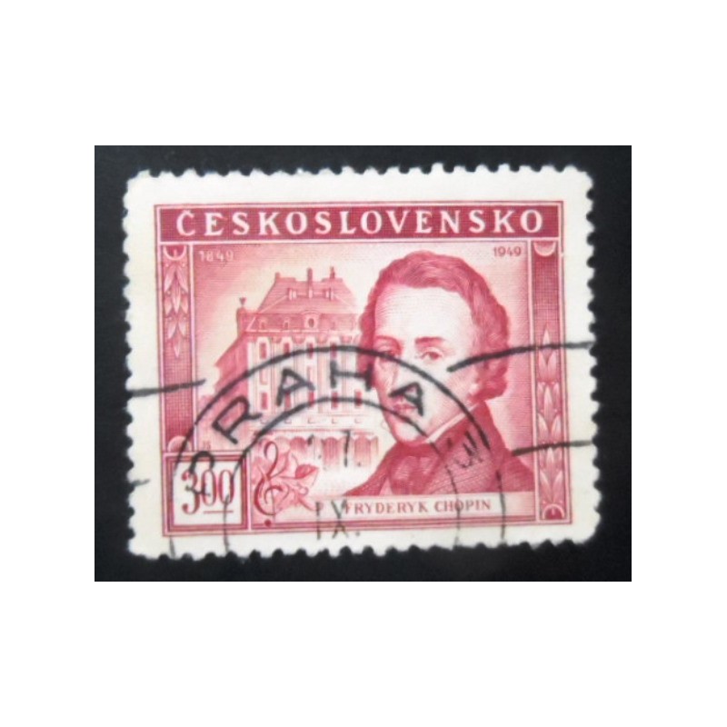 Selo postal da Tchecoslováquia de 1949 Fryderyk Chopin