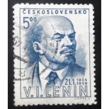 Selo postal da Tchecoslováquia de 1949 Vladimir Lenin