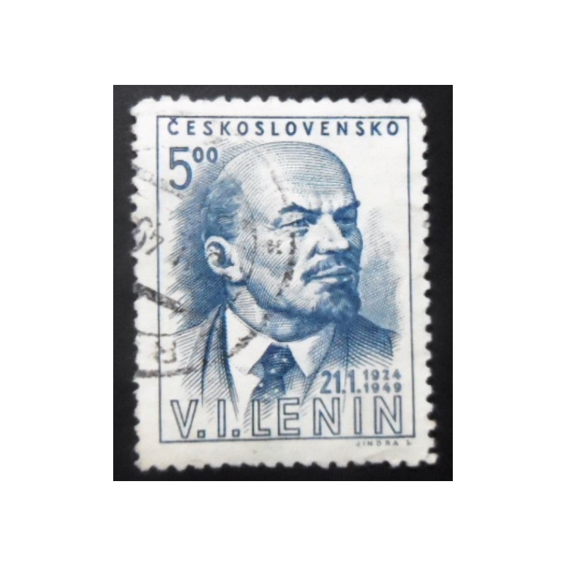 Selo postal da Tchecoslováquia de 1949 Vladimir Lenin