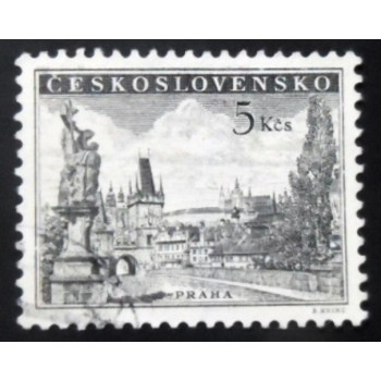 Selo postal da Tchecoslováquia de 1953 Charles Bridge