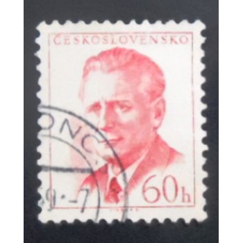 Selo postal da Tchecoslováquia de 1958 Antonín Novotný 60