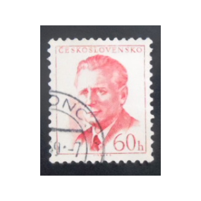 Selo postal da Tchecoslováquia de 1958 Antonín Novotný 60