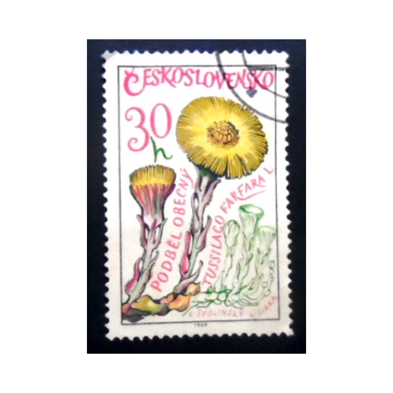 Selo postal da Tchecoslováquia de 1965 Coltsfoot