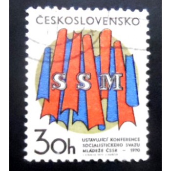 Selo postal da Tchecoslováquia de 1970 Socialist Youth Federation