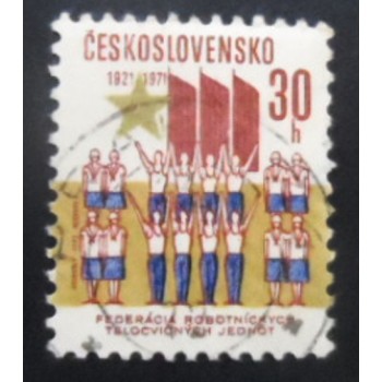 Selo postal da Tchecoslováquia de 1971 Workers Physical Exercis