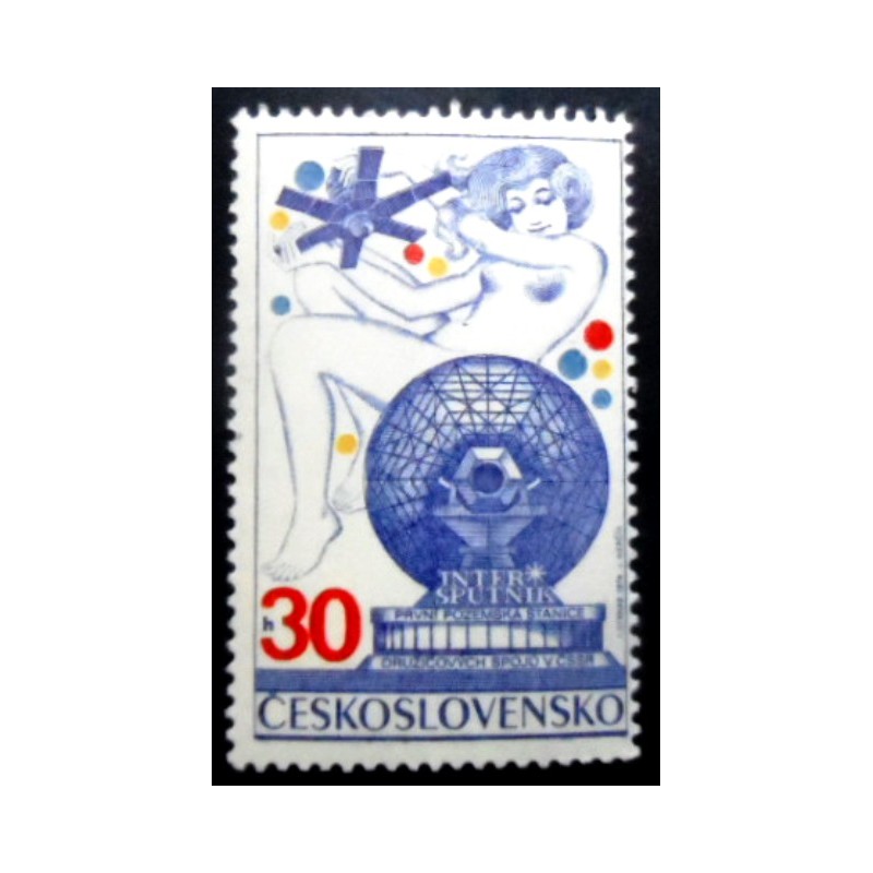 Selo postal da Tchecoslováquia de 1974 Intersputnik