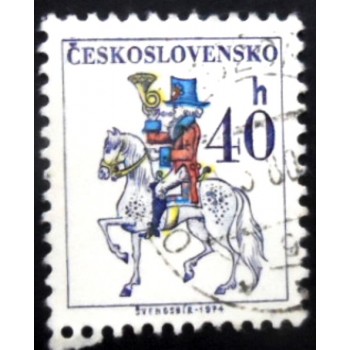 Selo postal da Tchecoslováquia de 1974 Post Rider 40