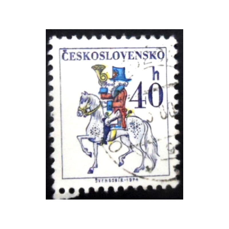 Selo postal da Tchecoslováquia de 1974 Post Rider 40