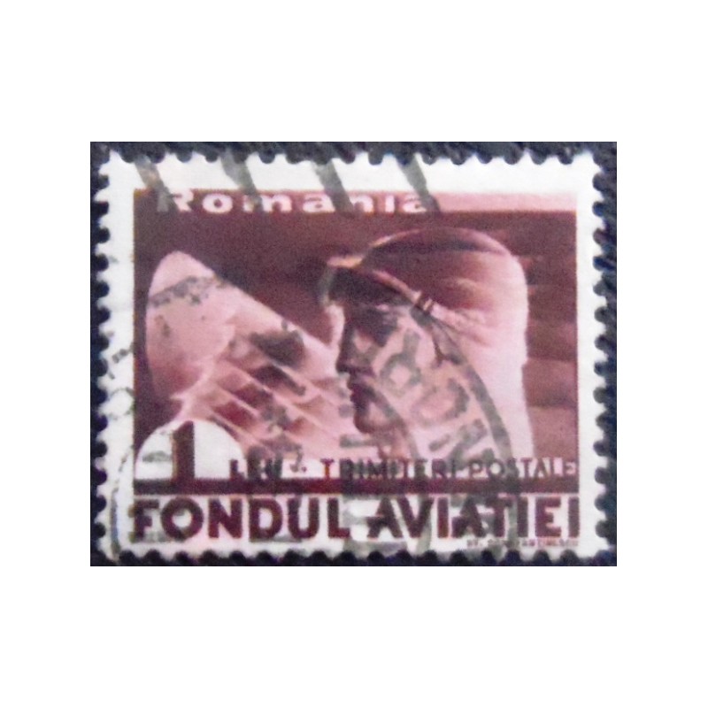 Imagem do Selo postal da Romênia de 1936 Aviator 1