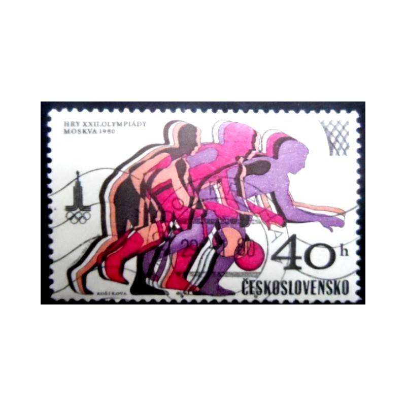 Selo postal da Tchecoslováquia de 1980 Basketball