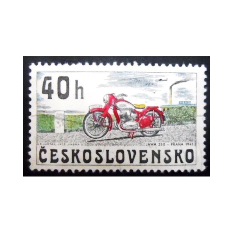 Selo postal da Tchecoslováquia de 1975 Jawa 250