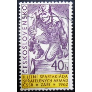 Selo postal da Tchecoslováquia de 1962  Soldier hurdling