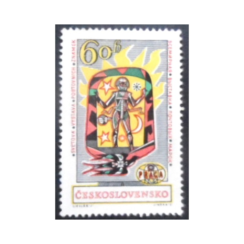 Selo postal da Tchecoslováquia de 1962 Astronaut in capsule