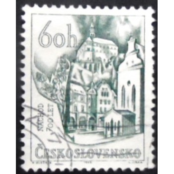 Selo postal da Tchecoslováquia de 1966 View of Náchod