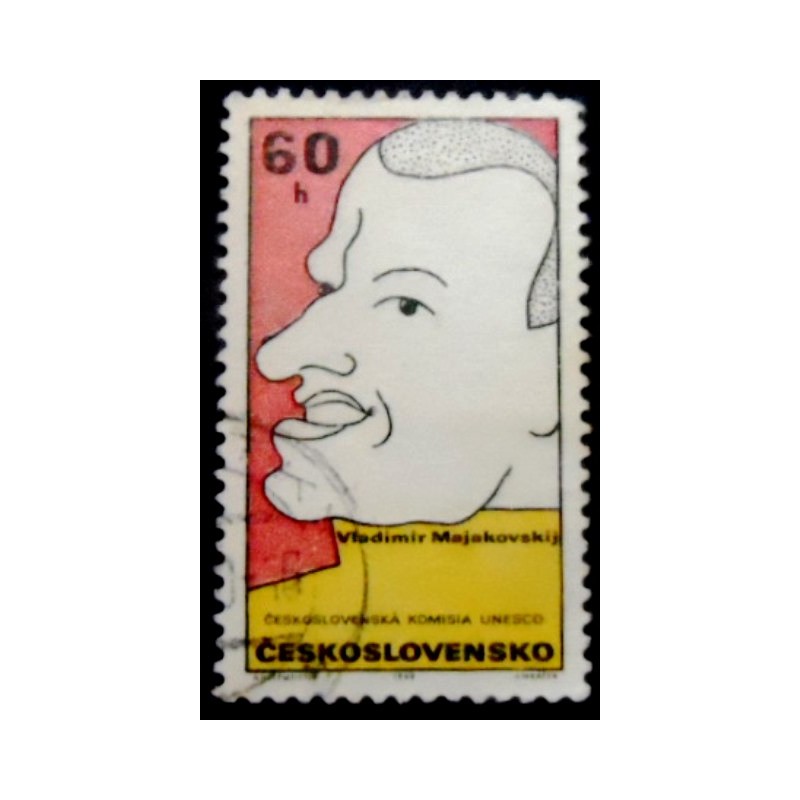 Selo postal Tchecoslováquia de 1969 Vladimir Mayakovski U