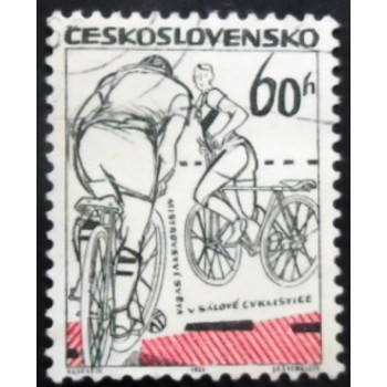 Selo postal Tchecoslováquia de 1965 World Indoor Bicycling Championship