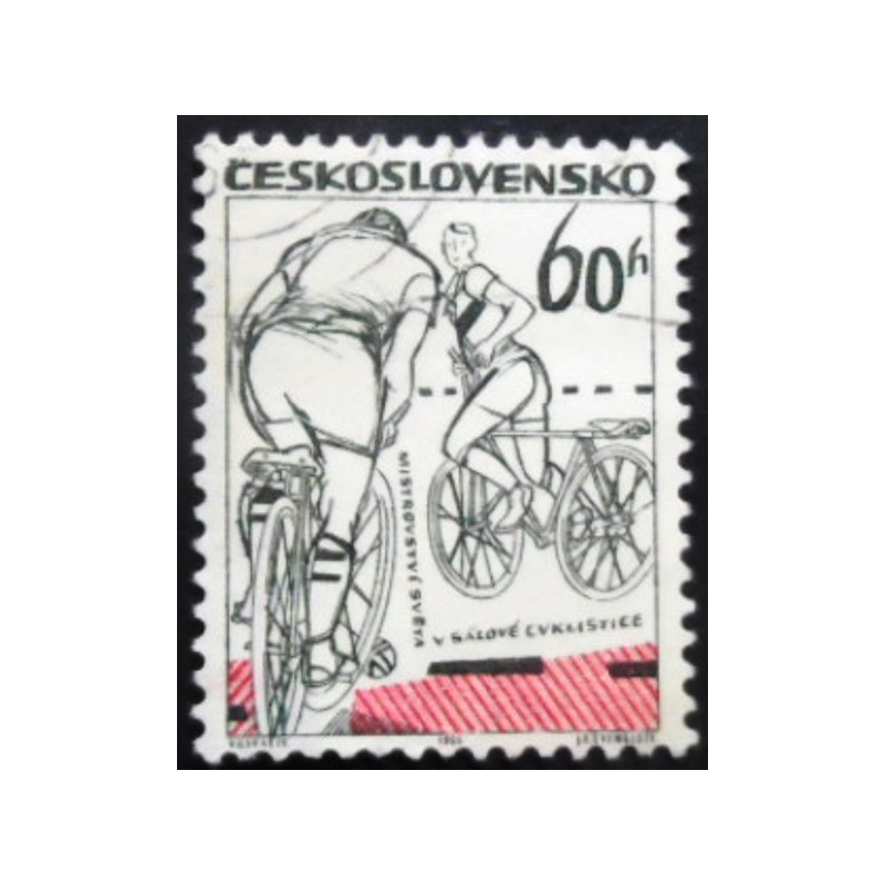 Selo postal Tchecoslováquia de 1965 World Indoor Bicycling Championship