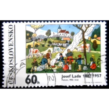 Selo postal Tchecoslováquia de 1970 Autumn by Josef Lada