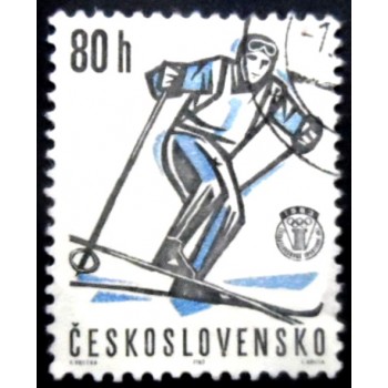 Selo postal Tchecoslováquia de 1963 Skier