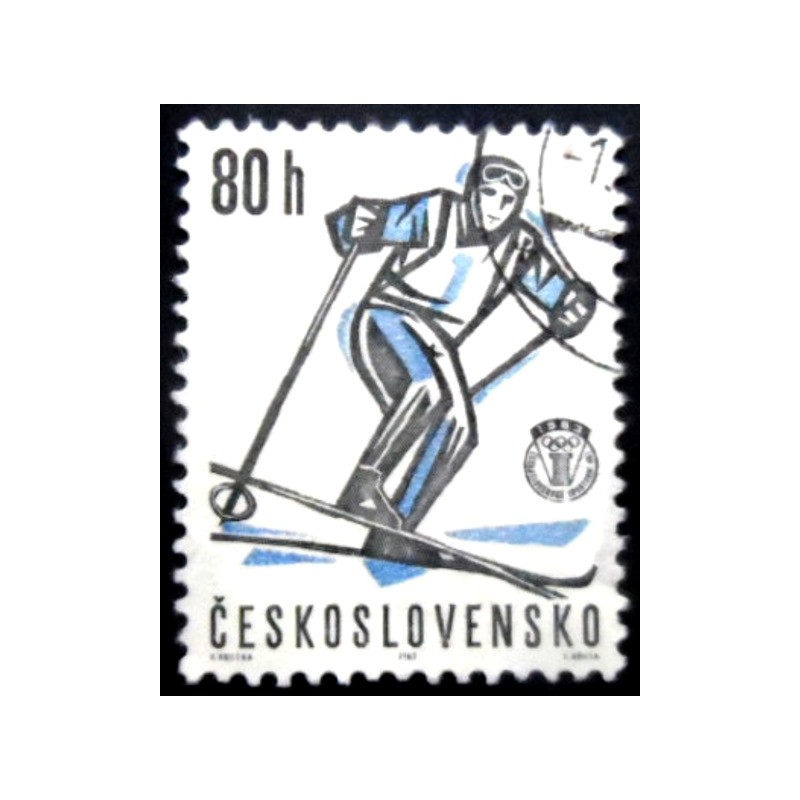 Selo postal Tchecoslováquia de 1963 Skier