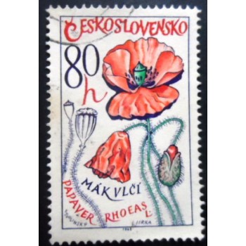 Selo postal Tchecoslováquia de 1965 Common Poppy NCC