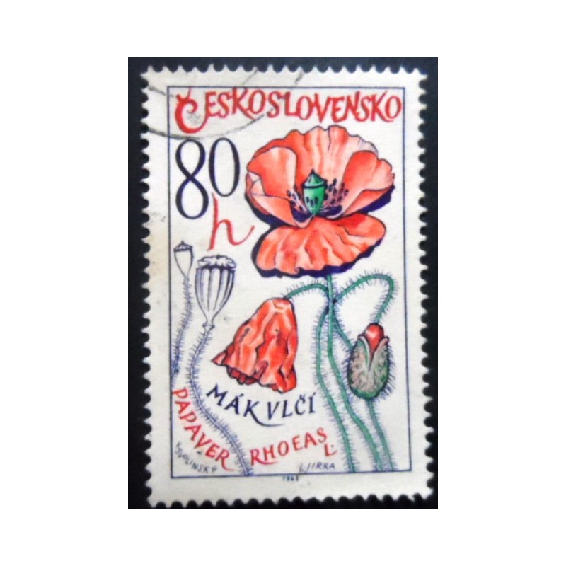 Selo postal Tchecoslováquia de 1965 Common Poppy NCC