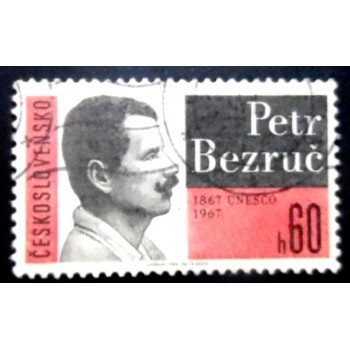 Selo postal Tchecoslováquia de 1967 Petr Bezruč