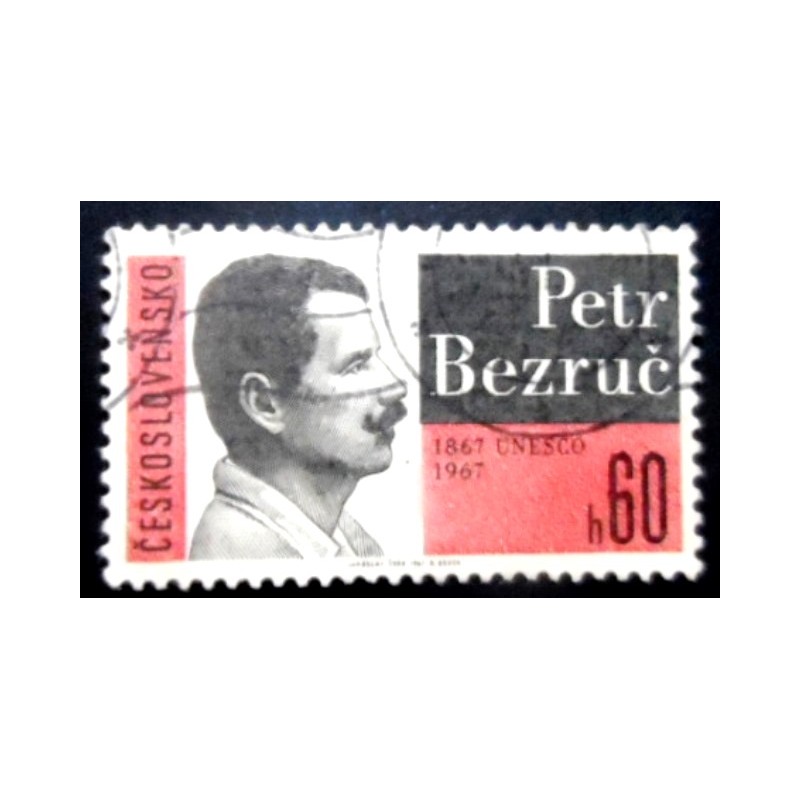 Selo postal Tchecoslováquia de 1967 Petr Bezruč