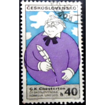 Selo postal Tchecoslováquia de 1969 Gilbert K. Chesterton