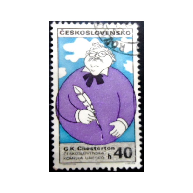 Selo postal Tchecoslováquia de 1969 Gilbert K. Chesterton