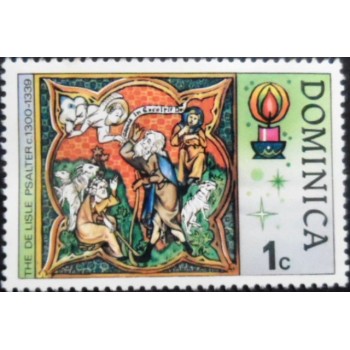 Selo postal da Dominica de 1977 Annunciation to the Shepherds